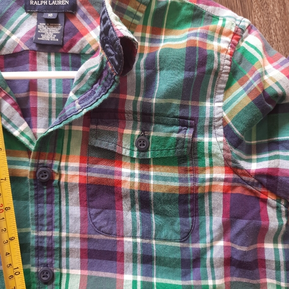 Ralph Lauren Plaid Check Kids Girls Size 16 Tie Top Blouse Stylish 100% Cotton - Picture 10 of 11